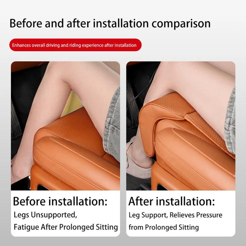 Leather Leg Support Extension Seat Cover Memory Foam Extender Cushion With Backrest Car Interior Accessories Universal Car
