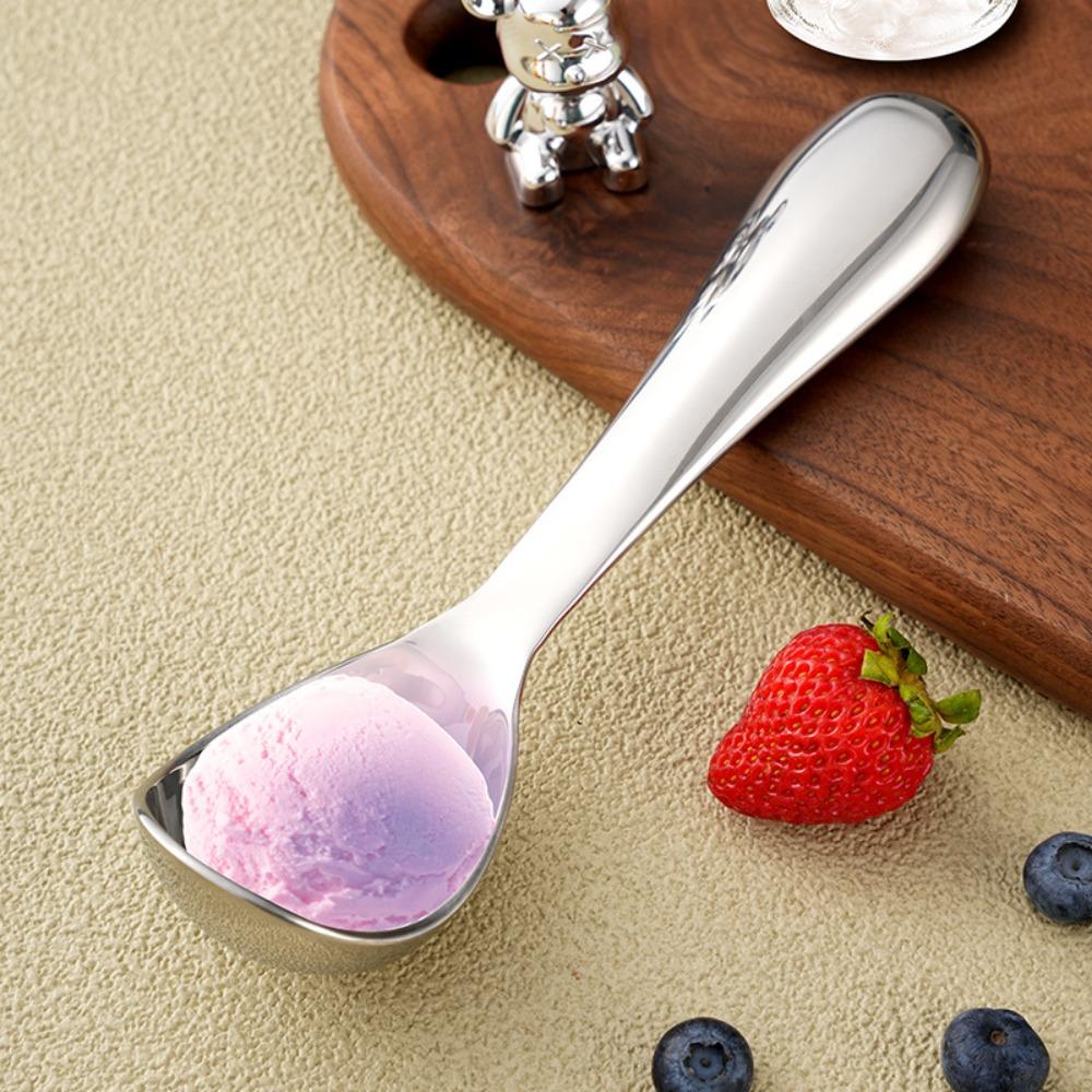 304 Stainless Steel Ice Cream Spoon Upright Self-melting Watermelon Scoop Ergonomic Handle Polished Gelato Ball Spoon Household