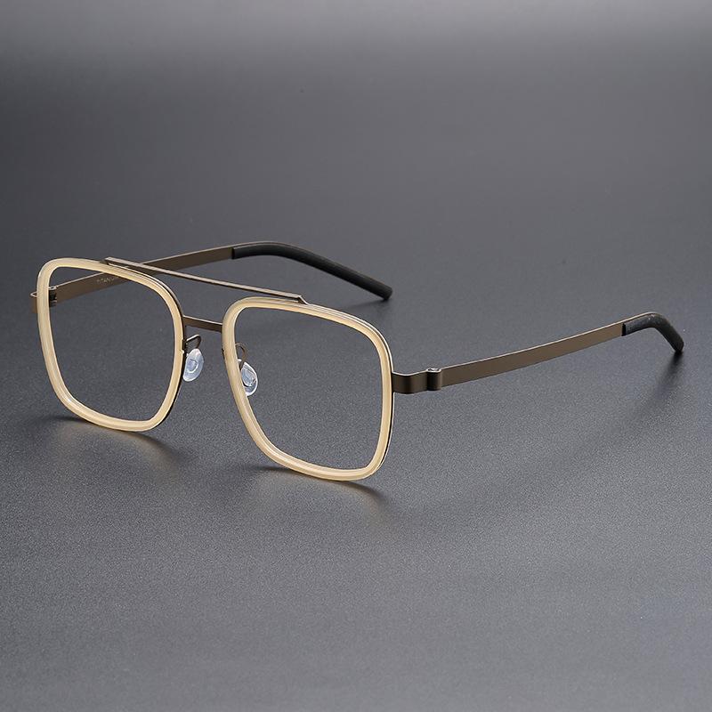 BCLEAR Винтажные очки для коррекции зрения с двойным мостиком из ацетата и титана для мужчин Оправа Очки для коррекции зрения при близорукости Удобная сверхлегкая оправа