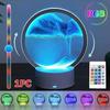 1PC Dimmable 3D Moving Sand Art Table Lamp RGB Color Change Dynamic Hourglass Night Light Home Office Decor Christmas Gift