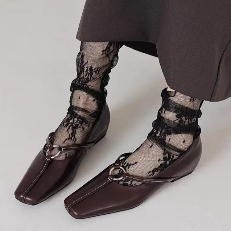 Роскошные туфли-лодочки женские лоферы дизайнерские однотонные винтажные туфли на среднем каблуке с квадратным носком кожаные туфли 2024Trend сексуальные туфли на высоком каблуке для вечеринок Mujer Zapatos