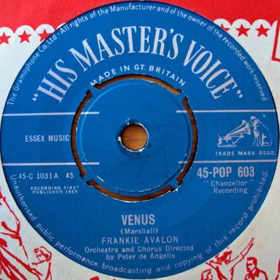 7-дюймовая пластинка ФРЭНКИ АВАЛОН - Венера 45POP603 Его Мастер Голос 1959 Великобритания Рок Б/У