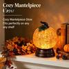 Decorative Holiday Lighting Pumpkin Snow Sphere Lamp, Glitter Lighted Ornament, Fall Table Autumn Home Decor Centerpiece with Warm LED Lights