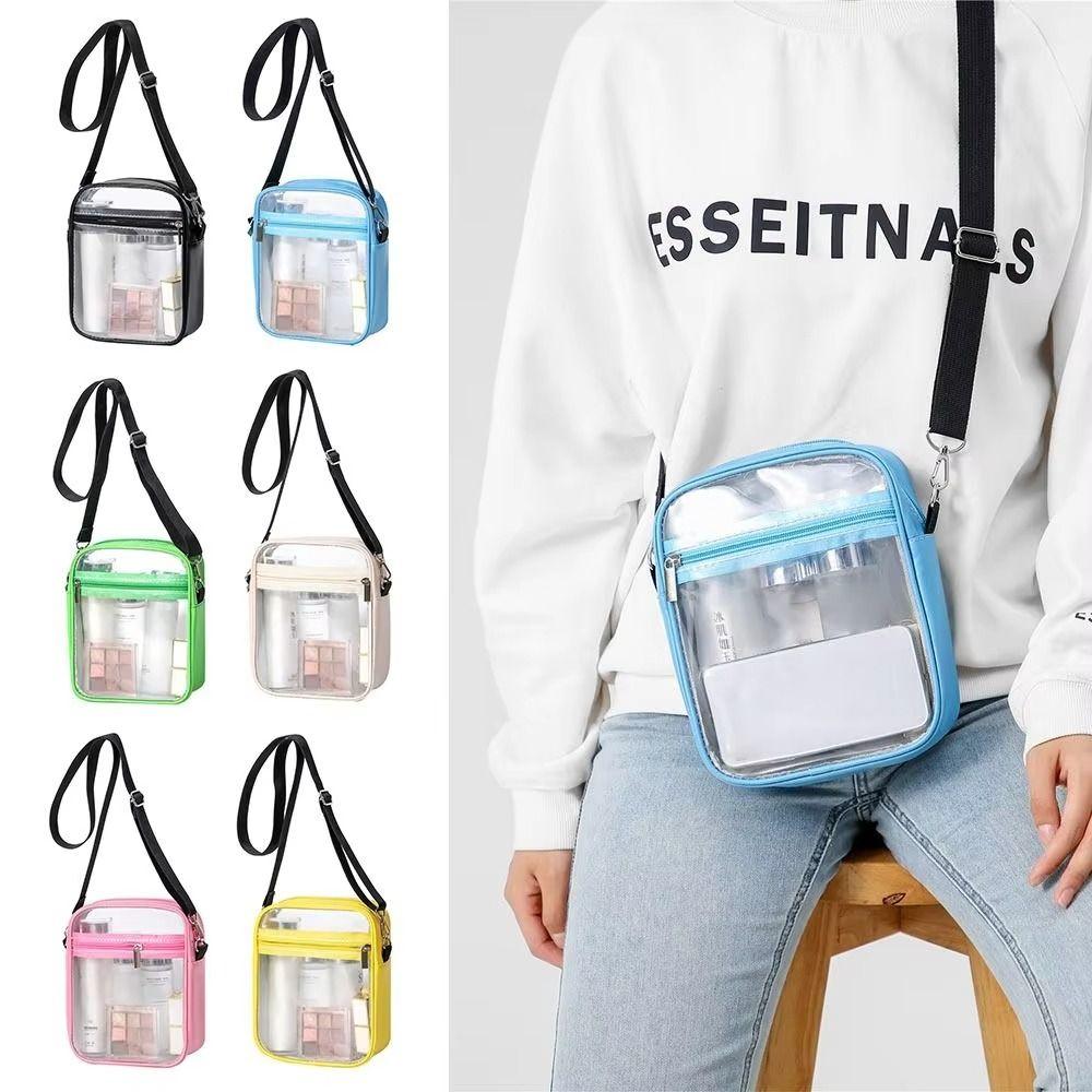 Storage Bag PVC Transparent Bag Square Waterproof Crossbody Bag Portable Women Handbag  Women