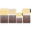 24Pcs Knife Fork Tea Spoon Tableware Wooden Handle Cutlery Set Glossy Dinnerware Stainless Steel Silverware Kitchen Flatware