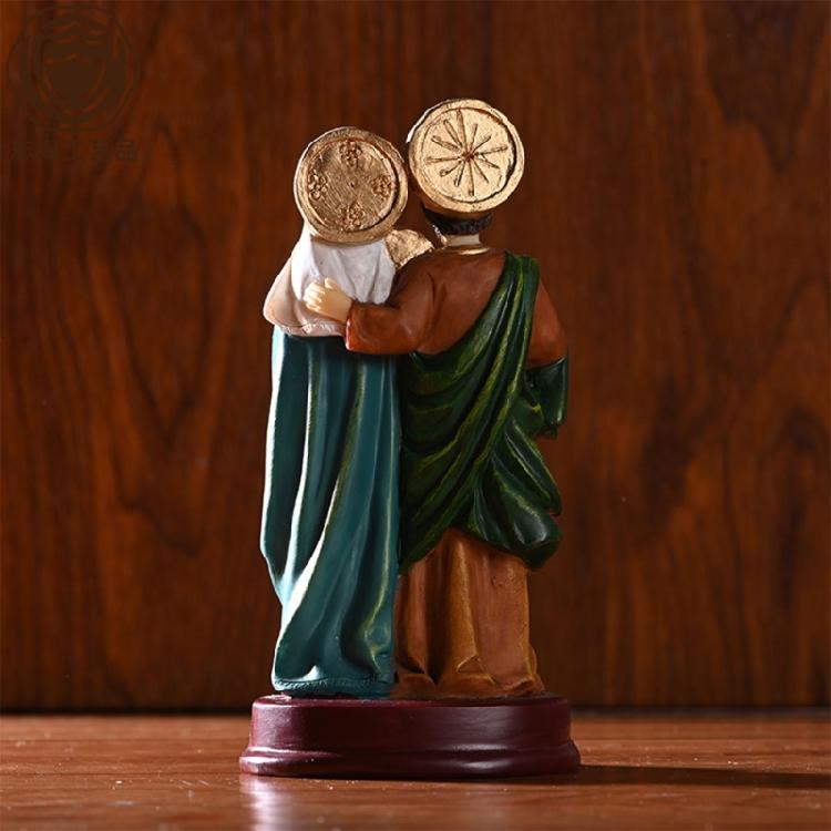 Holy Family Statue with Child Catholic Standing Figurine Religious Gift for Home Decors Desktop Table Ornament