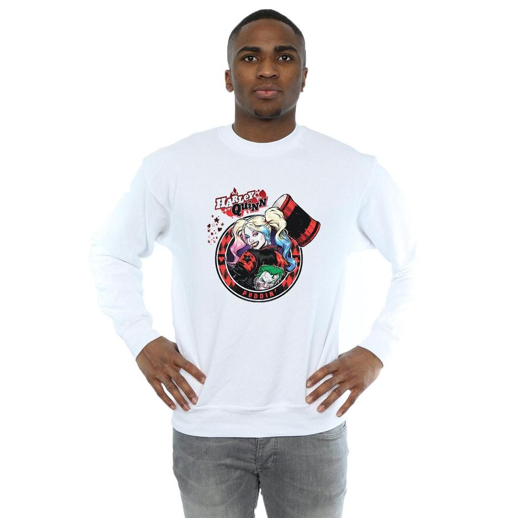 DC Comics Mens Harley Quinn Joker Patch Sweatshirt