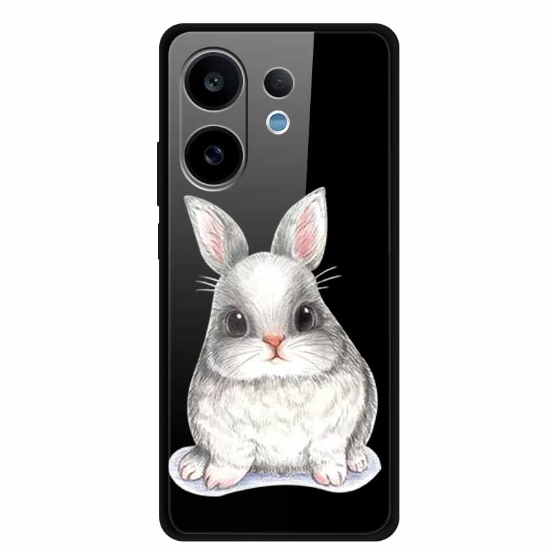Tempered Glass Case For Vivo V60 2025 Phone Case 6.77" Cartoon Cats Hard Back Cover Soft Bumper For Vivo V60 5G Case V 60 Fundas