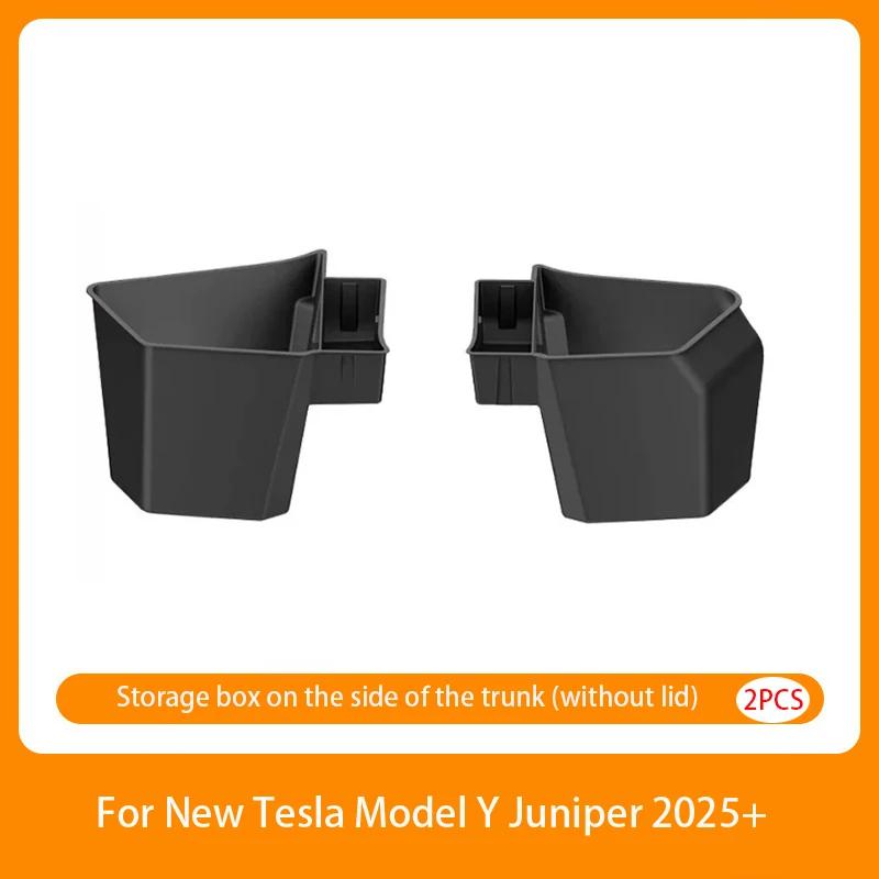 TPE Car Trunk Side Storage Box for Tesla Model Y Juniper 2025+ Trunk Organizer Cover Pad Divider Storage Space Decoration Parts