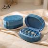 Travel Jewelry Case for Women Velvet Multi Slots Box Mini Ring Soft Inner Organizer Earring Holder Oval Shape Portable Storage Wedding Proposal