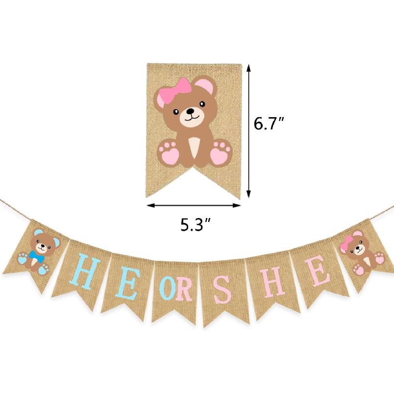 Баннер 'Медведь Он Или Она' для Детского Праздника Раскрытия Пола Мальчик Девочка Баннер из Мешковины Лесной Лес Приветствие Малышу Гирлянда Знак Фон