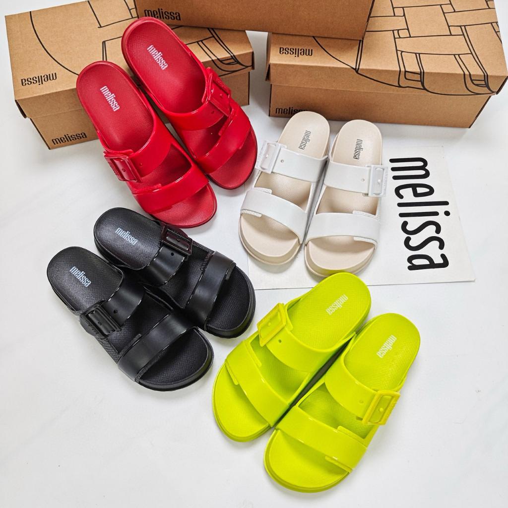 Melissa Sandal Women Pvc Flat Slides With Wide Band And Buckle For Beach Outings