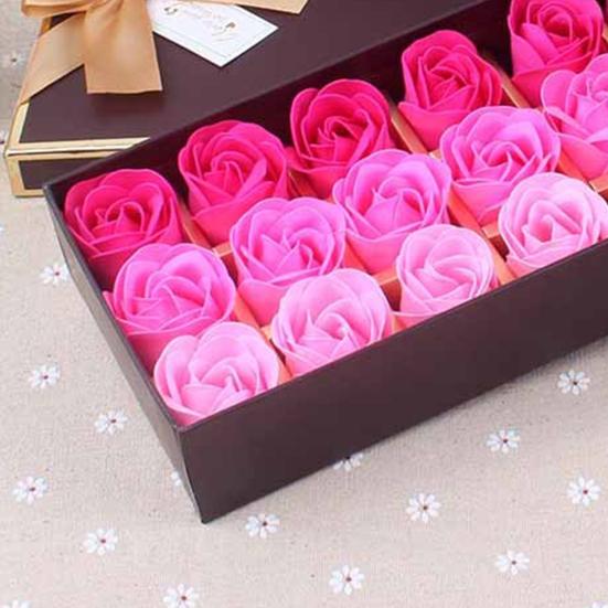 18Pcs/Box Artificial Flower Elegant Fragrant Multicolor High Simulation Soap Flower with Gift