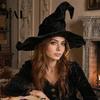 Full Color Matte Witch Hat for Women, Large Ruched Velvet Wizard Creative Photography Prop Halloween Party, Cosplay Costume, Stage Performance