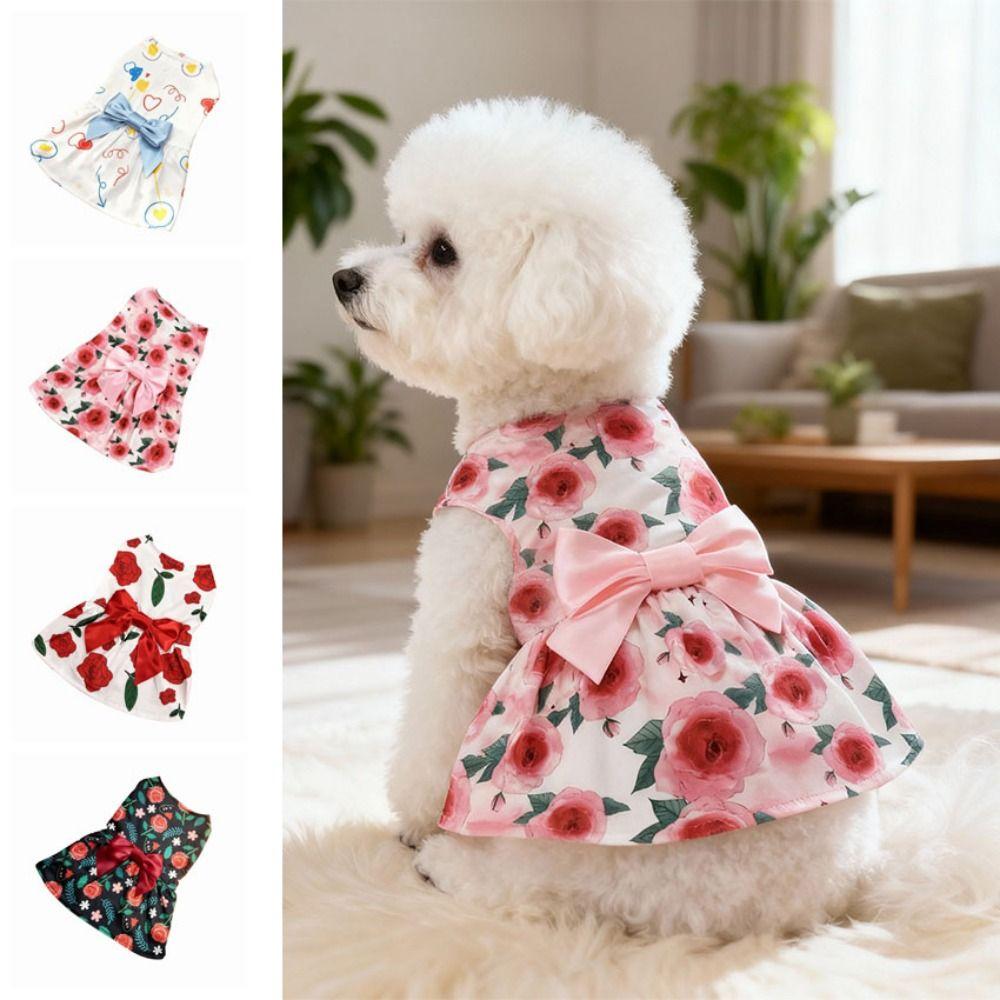 Pretty Summer Dog Clothes Breathable Cute Puppy Clothes Dog Sleeveless Dress Valentine‘s Day