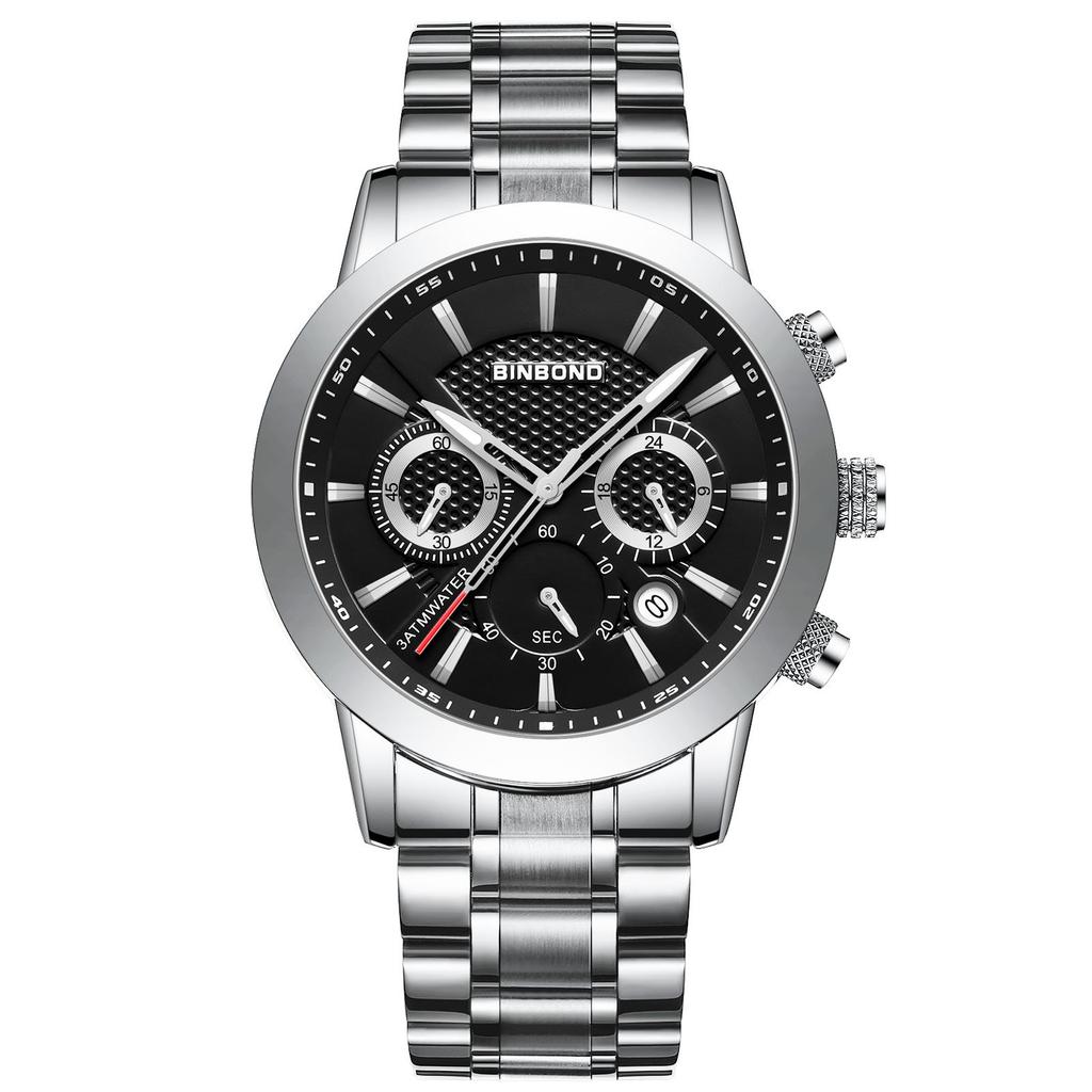 BINBOND Sturdy Men's Watch Reloj Chronograph Precise Quartz Watches For Men Luxury Luminous Waterproof Auto Date