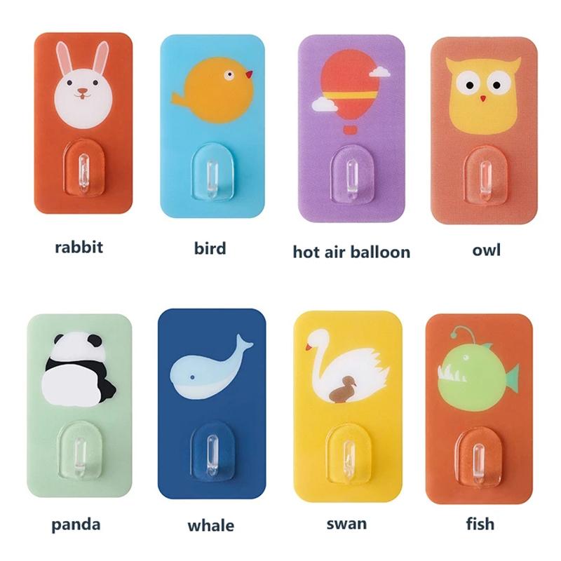 Cartoon Cute Wall Hooks Punch-Free Seamless Adhesive Hooks Bathroom Kitchen Wall Hanger Towel Racks Bathroom Accessories Set