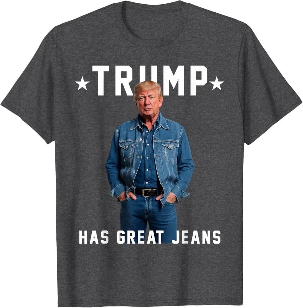 Funny Political Meme Tee; Retro Denim Graphic Shirt; Unisex Humor Top Unisex T-Shirt