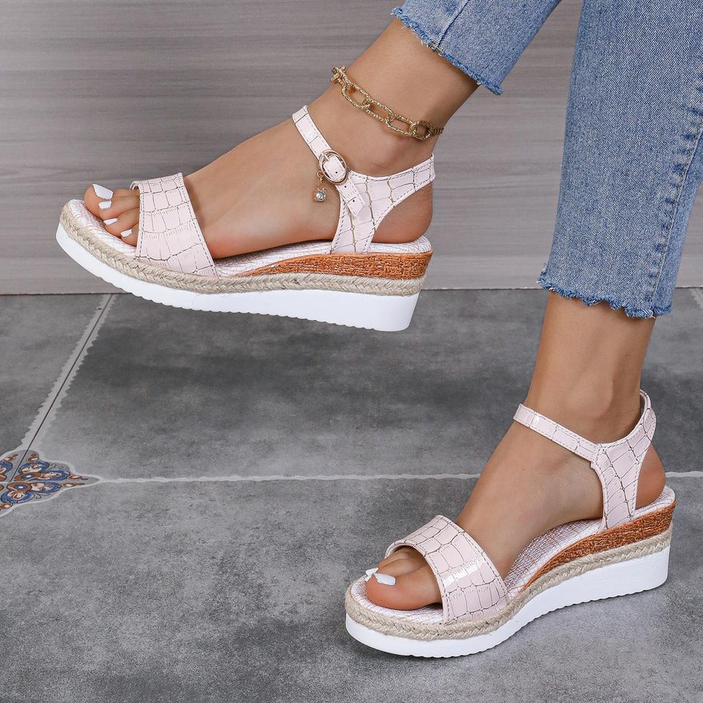 Модные женские сандалии Летние повседневные роскошные туфли на платформе для женщин 2025 Новые дизайнерские модные сандалии на танкетке Женские сандалии