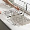 Stainless Steel Expandable Over Sink Dish Drying Rack Rustproof For Kitchen Dish Fruit Vegetable Draining