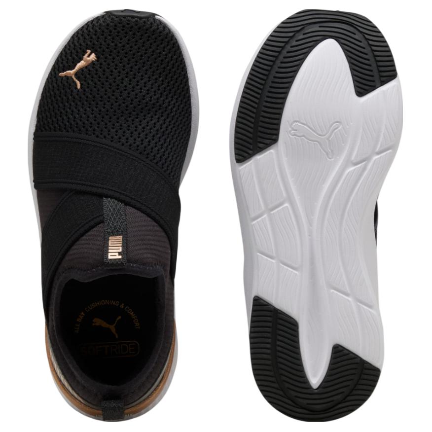 PUMA Women's Softride Harli Slip-On Running Shoes Puma Black Puma White Puma Gold 311471-01