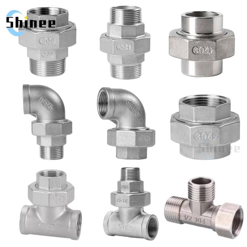 Соединительная муфта из нержавеющей стали 304 1/4" 3/8" 1/2 3/4 1" BSP Наружная Внутренняя резьба Литой фитинг для труб Тройник Угольник connector