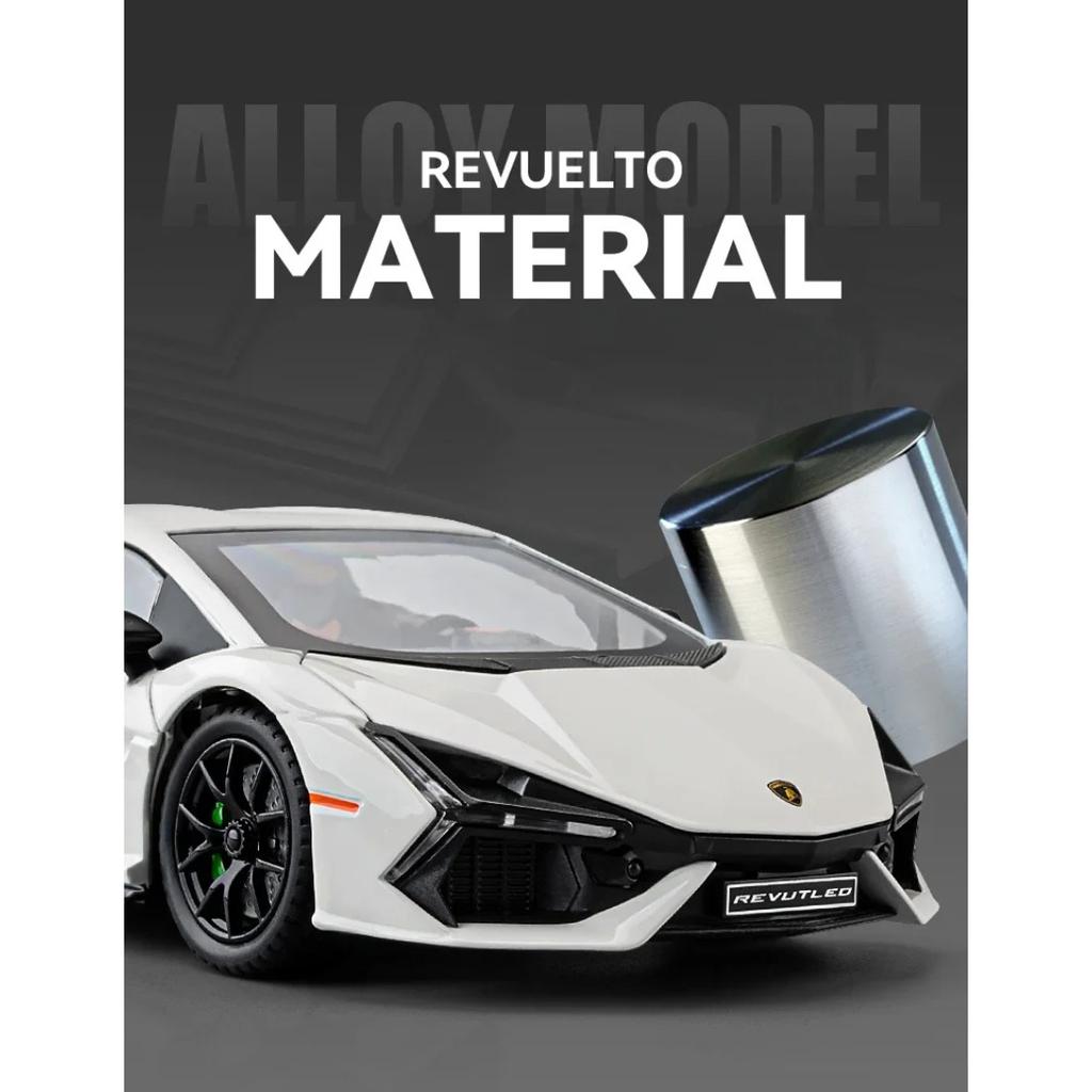 Масштаб 1/24 Lamborghini Revuelto Сплавная Миниатюрная Машина Литой Металлический Масштаб Модель Машины Звук и Свет Коллекция Детская Игрушка Транспортное Средство Подарок