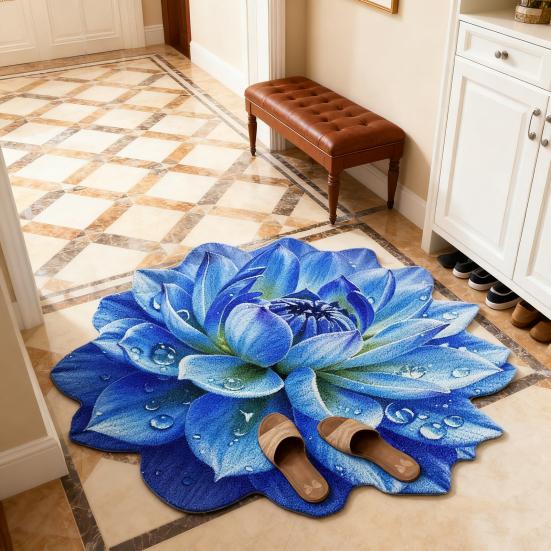 Цветочный коврик для пола Нескользящий Впитывающий коврик для ванной Декоративный 3D Реалистичный узор Цветочный коврик для гостиной Ванной Кухни