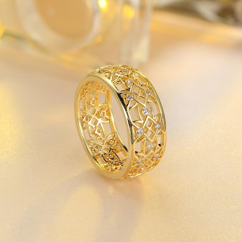 Роскошное Кольцо Цветок из Кристалла Кольцо для пары Женское Свадебная Вечеринка Тонкие Ювелирные Изделия KTJ