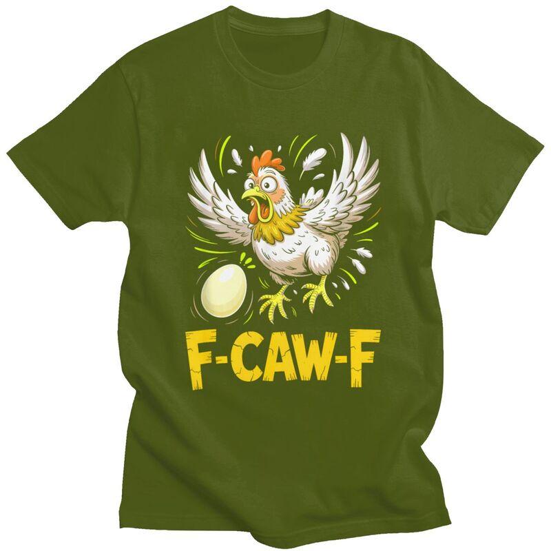 FCawFChicken T Shirts Pure Cotton Tees Shirt Streetwear O Neck Humor Joke Rooster Tshirts Fashion Short Sleeve Clothing