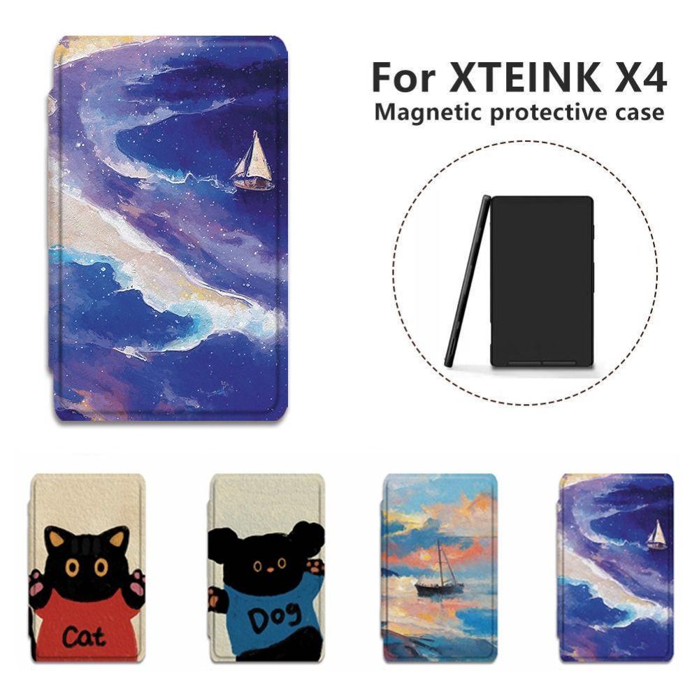 Shockproof Magnetic Case Oil Painting Design Folio Shell Protective Cover for XTEINK X4/X3