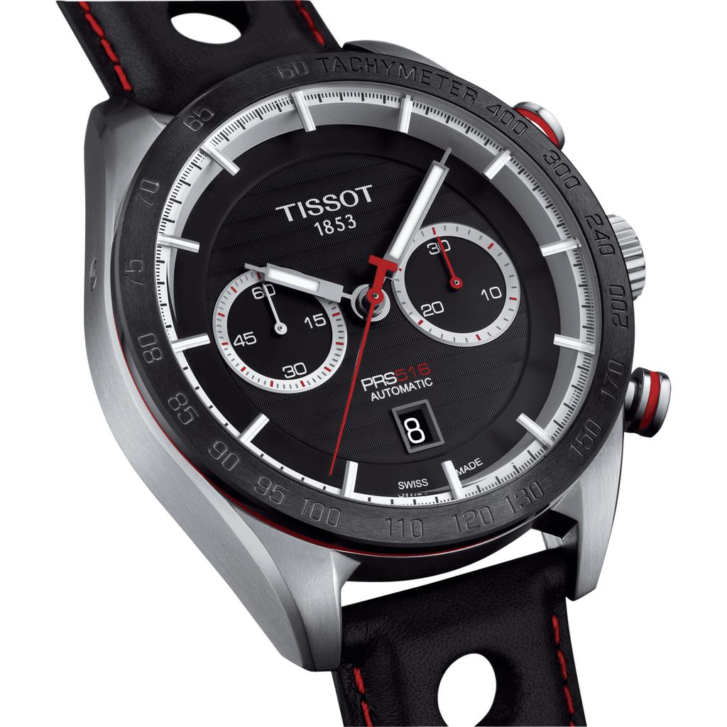 Tissot Мужские модные часы T100.427.16.051.00 с кожаным ремешком и черным циферблатом