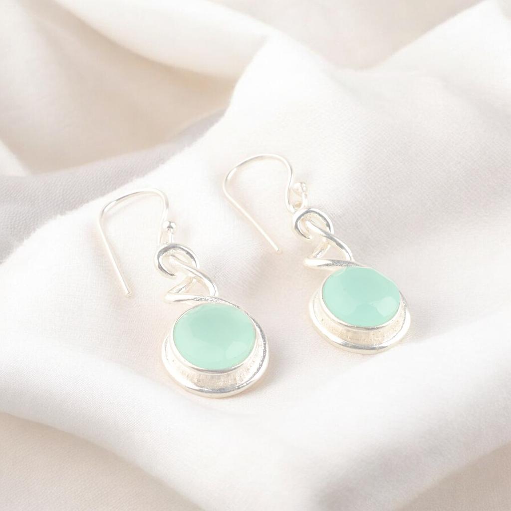 Винтажные серьги из стерлингового серебра 925 пробы с аквахалцедоном, женские украшения CE-14-16