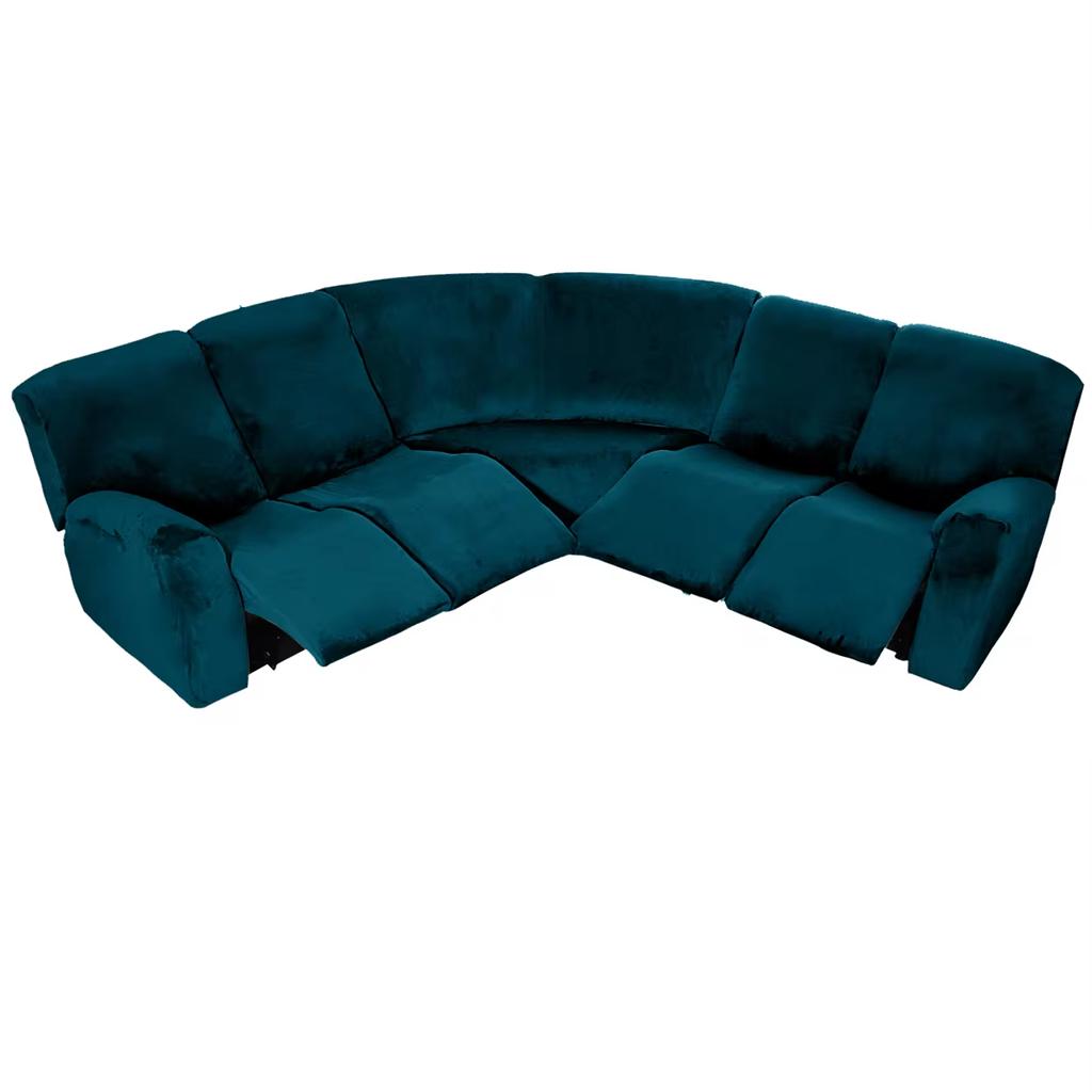 7-Piece L Shape Velvet Stretch Recliner Corner Sofa Covers for Sectional Sofa Set Reclining L Shape Sofa Slipcovers