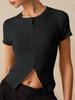 Women's Ribbed Knit Cropped Cardigan Short Sleeve Button Down Slim Fit Sweater Top