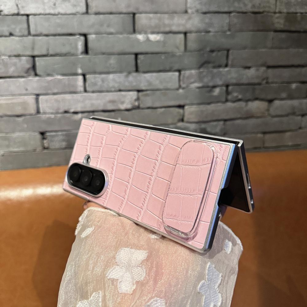 Для Samsung Z Fold 7 6 5 4 3 Роскошный Тонкий Чехол-Бампер с Принтом под Крокодила, Противоударный, Защита от Падений, Зеркальная Крышка-Подставка