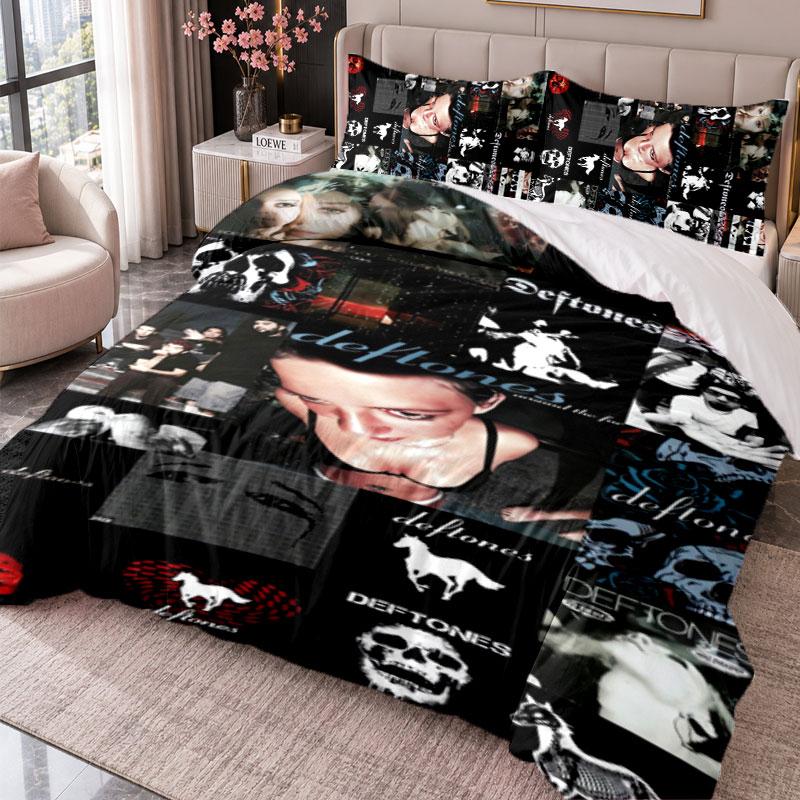 Deftones 3Pcs Bedding Set Duvet Cover With Two Pillowcases For Bedroom Home Decoration