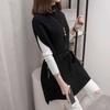 Half Turtleneck Knitted Vest Mid-length Women's Waistcoat Loose Sweater Pullover