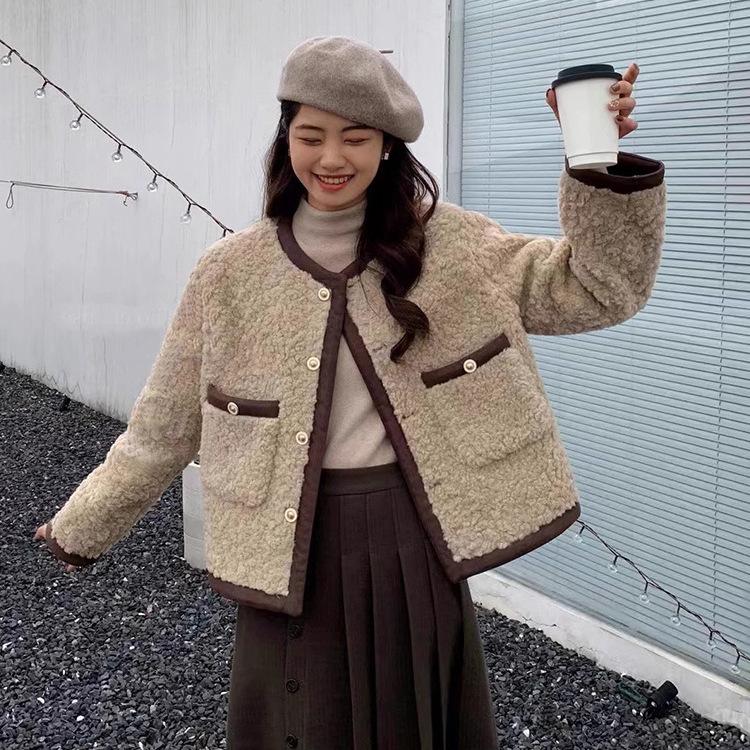 Новое пальто из овечьего меха для женщин на весну, осень и зиму, новый маленький и маленький ароматный стиль, супер красивый универсальный топ