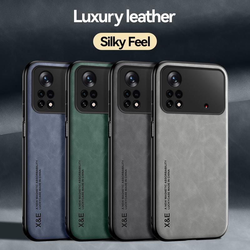For Xiaomi Poco M4 Pro 4G Case Car Magnetic Holder Leather Armor Phone Cases For Pocco Poko Little M4Pro M 4 Pro Back Cover