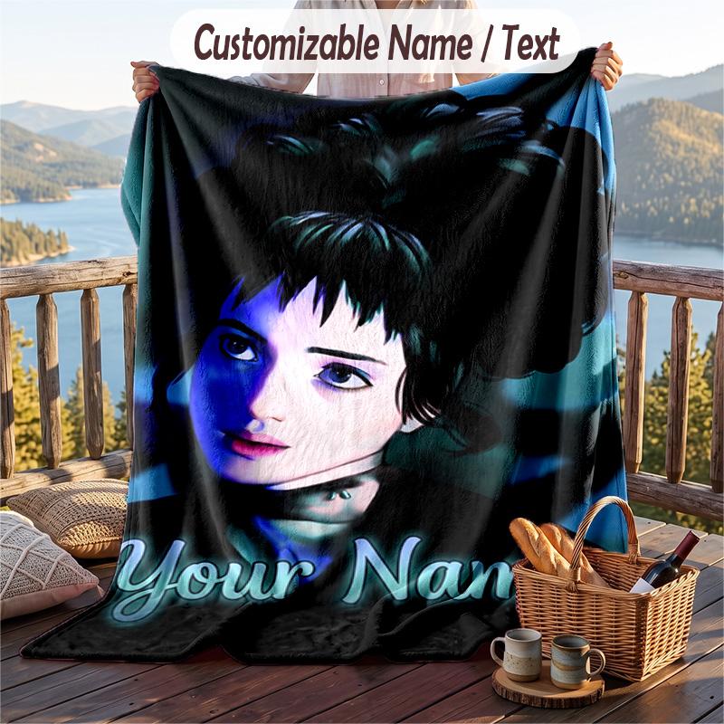 Custom Text Flannel Throw Blanket, Lightweight Cozy Bed Sofa BlanketBeetlejuice Lydia Deetz
