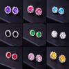 1Pair Stud Earrings Colorful Women Charm Zircon Crystal Shiny Oval Jewelry Alloy/Plastic