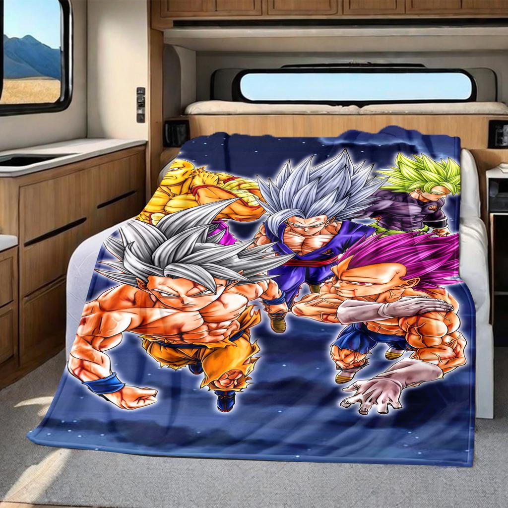 1 шт. Фланелевое одеяло с принтом Dragon Ball Super, Высокое качество, Для всех сезонов, Декор для дома, Тепло и уют, Идеально для рождественских подарков