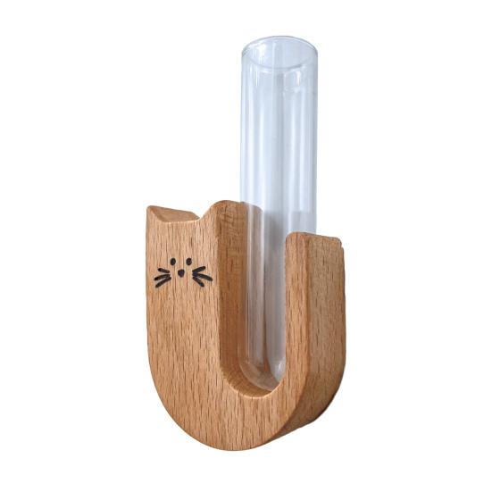 Ваза Кошачий Ус Магнит на Холодильник Деревянный Магнит на Холодильник со Стеклянной Трубкой Магнитный Контейнер для Сбора Кошачьих Усов Ваза Аксессуары для Холодильника