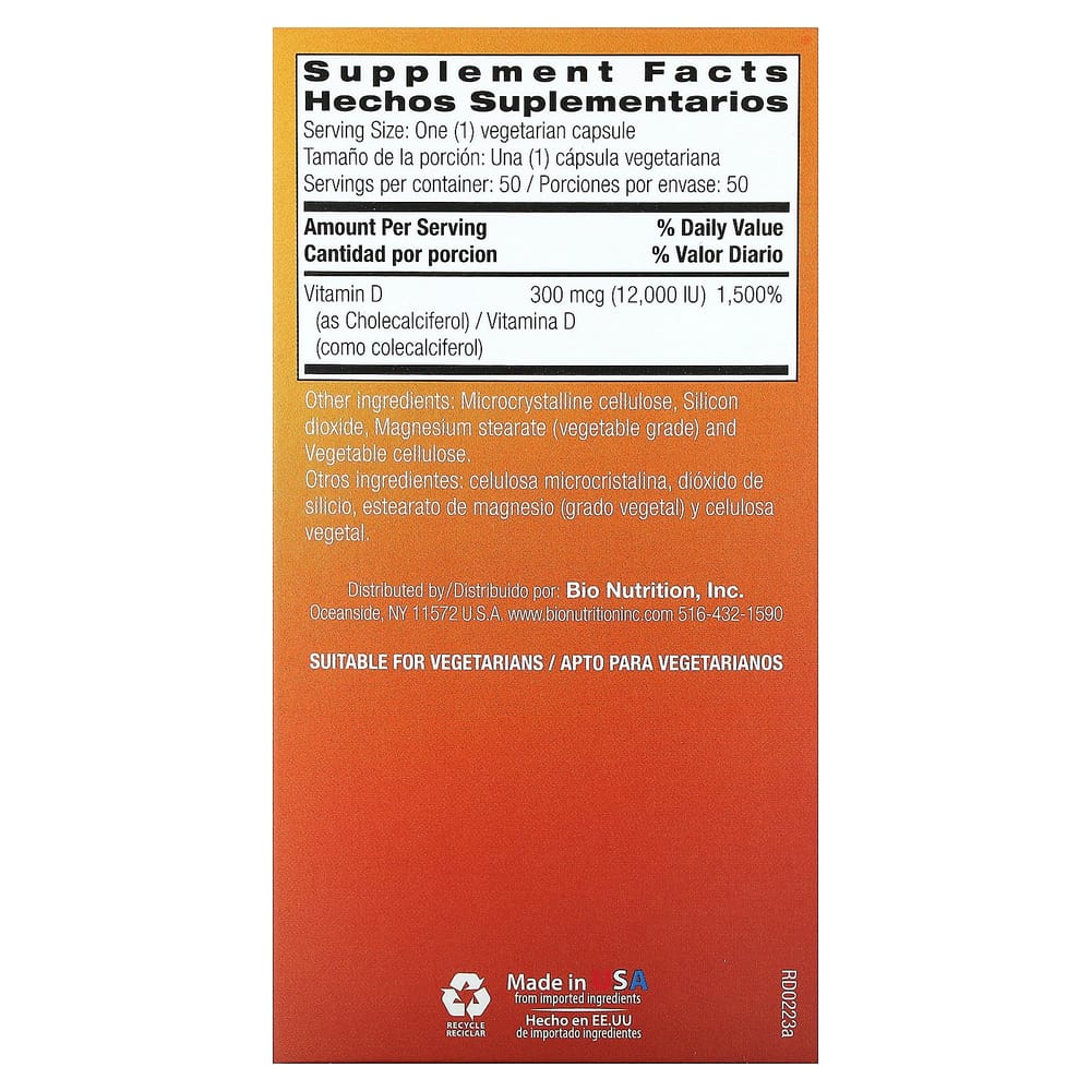 BioNutrition D-3 300 мкг Вегетарианские капсулы 50 таблеток