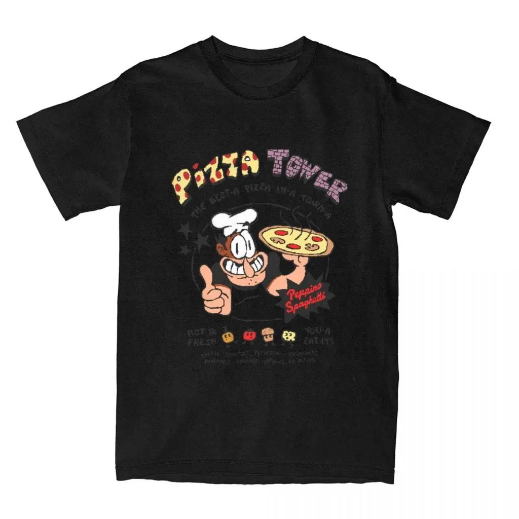 Pizza Tower T-Shirt Unisex Unisex Plus Size O-Neck Oversized Streetwear Harajuku Daily Casual Vintage Unisex Tees