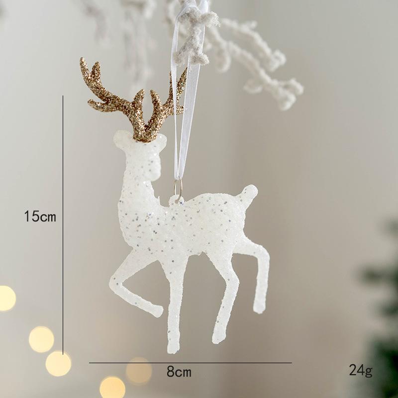 New Christmas Tree Decorations Pendant Xmas Tree White Elk Snowflake Ornaments Home Hanging Decoration 2025 New Year Party Decor