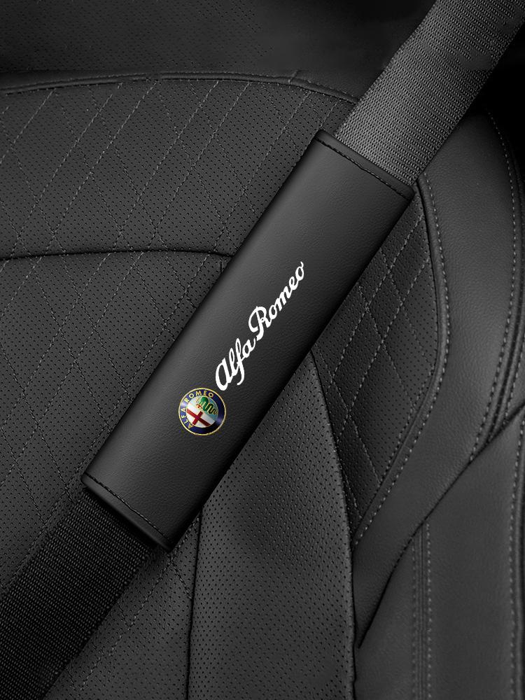 2026 Hot Alfa Romeo Fashion 2Pcs Car Seat Belt Cover Shoulder Pad Accessory For Alfa Romeo Giulia Stelvio Giulietta 156 159 147
