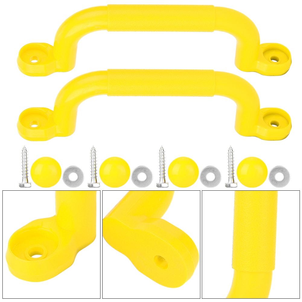 A Pair of Plastic Kids Children Playground Safety Non Slip Handle Swing Toy Accessories(Yellow)