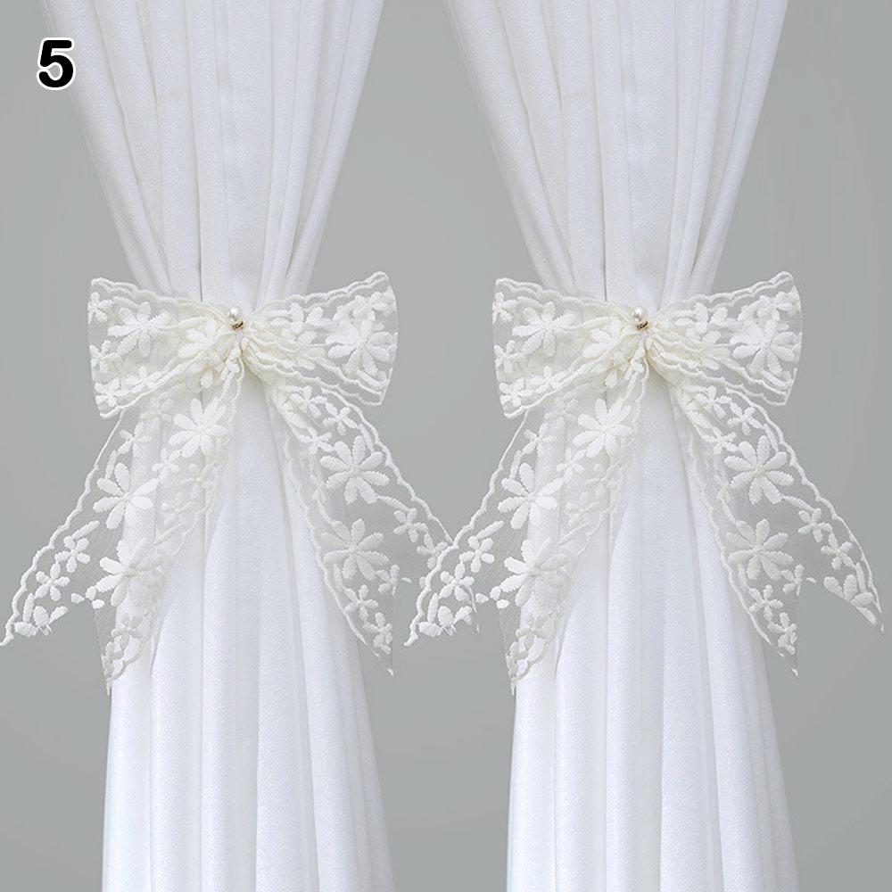 2Pcs/set Lace Bow-knot Curtain Strap Adjustable Window Curtain Buckles Creative Curtain Fixator
